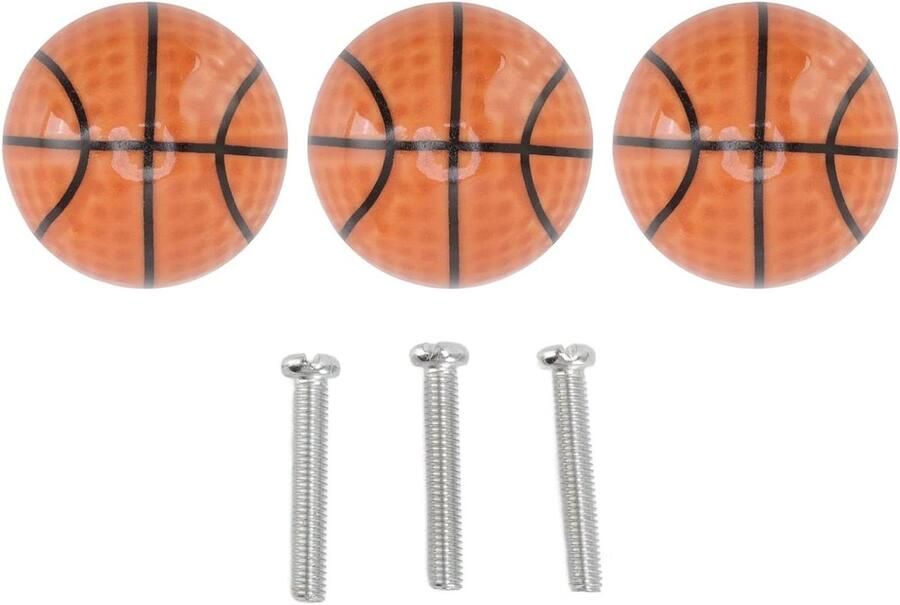 Allecto Plus Keramische Kast Knoppen Basketbal Sport Thema Handgrepen Lade Deurknoppen Kledingkast Dressoir Badkamerkast (Set van 3 1.4x1.4x1.4in)