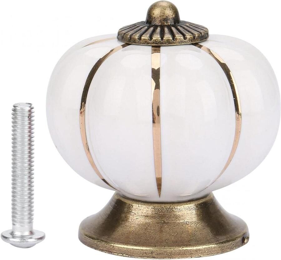 Allecto plus Keramische Pompoen Knoppen Europese Stijl Handvat voor Kamerkast Handgeschilderde Kasten 8 Kleuren Wit