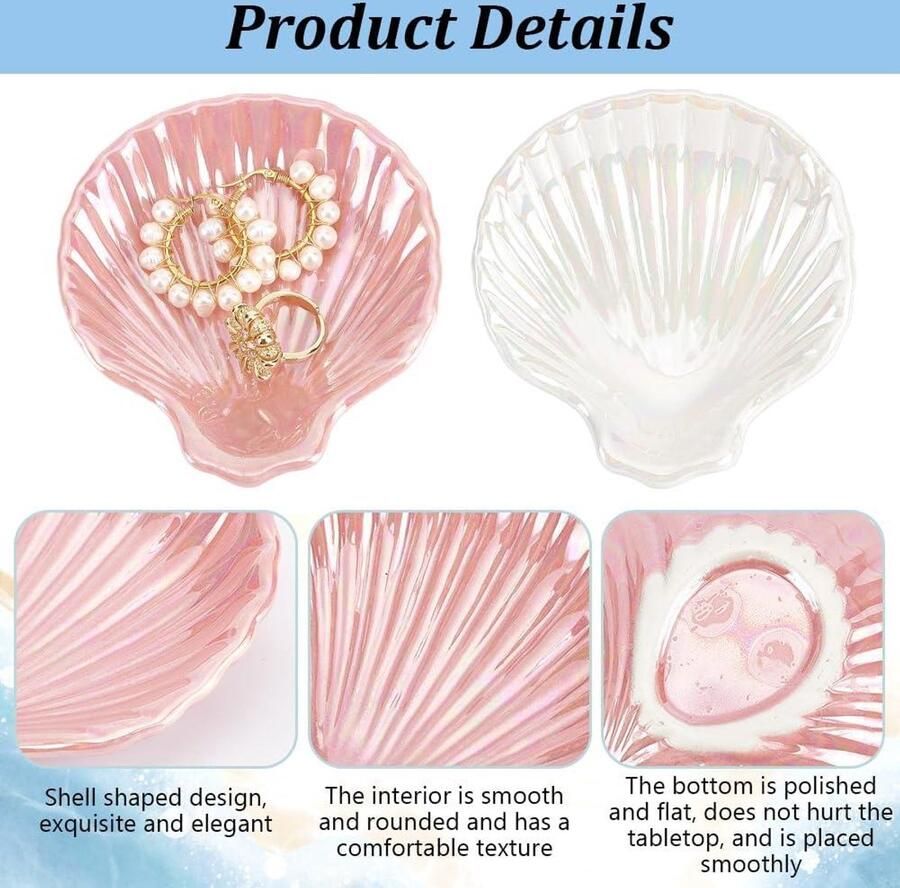 Allecto Plus Keramische Sieradenlade in 2 Kleuren voor Ringen Oorbellen en Sieraden Decoratieve Trinketschaal voor Tafel Nachtkastje en Meer