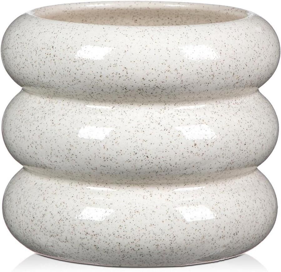 Allecto Plus Keramische Vaas voor Bloemen en Planten in Beige Moderne Vaas voor Decoratie op Tafel en Plank