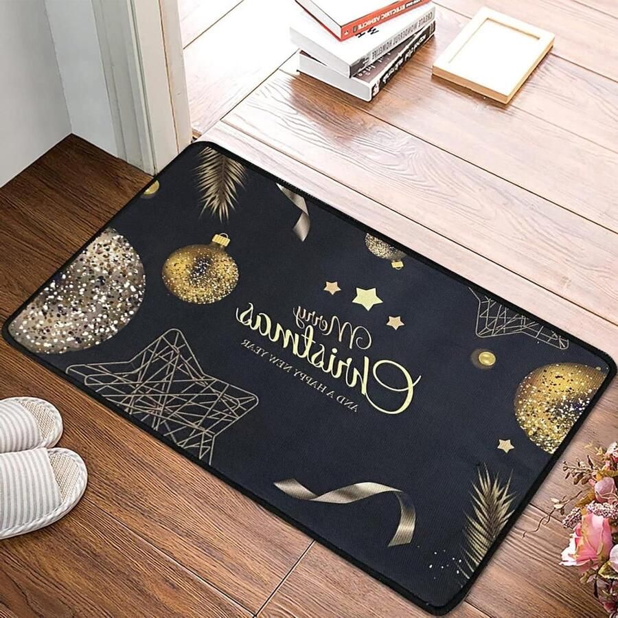Allecto plus Kerst antislip badmat 60 * 40 cm wasbaar flanellen vloerkleed Kerstman design