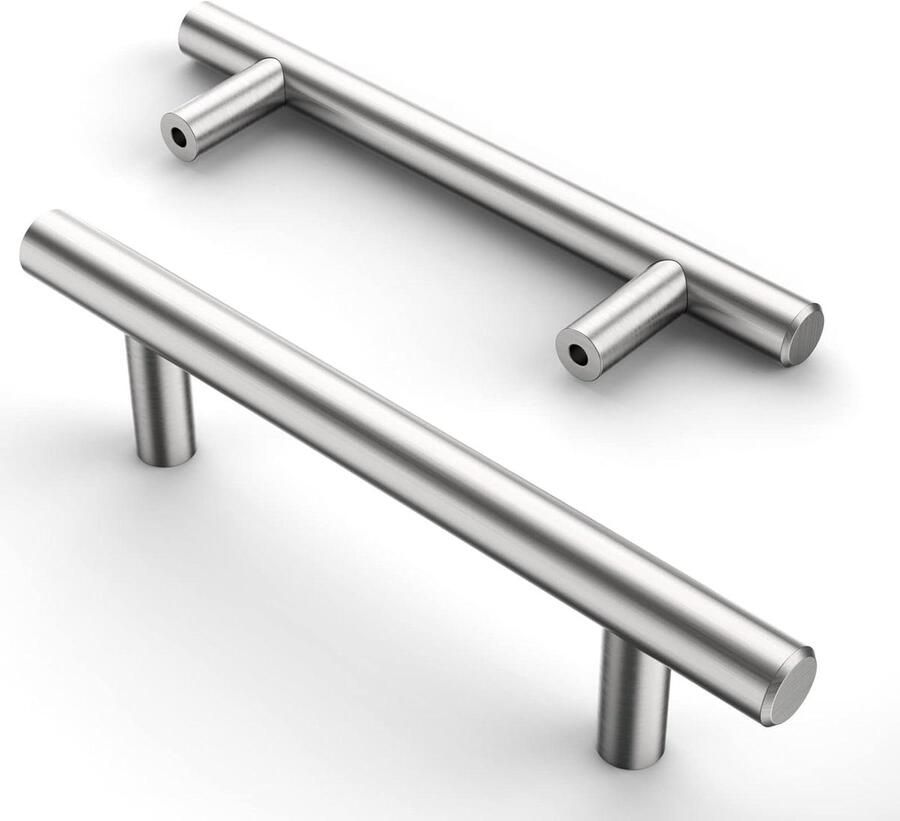 Allecto Plus Keukenmeubelgrepen gebroken nikkel gatafstand 96 mm roestvrij staal keukenkasten 12 stuks modern design