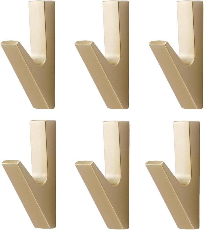 Allecto Plus Kledinghaken Set van 6 Goud Kleur Kledinghaken Multifunctionele Muurhaken Vintage Handdoekhaken Kledinghaken Kledingkast voor Slaapkamer Woonkamer Gangrecycling