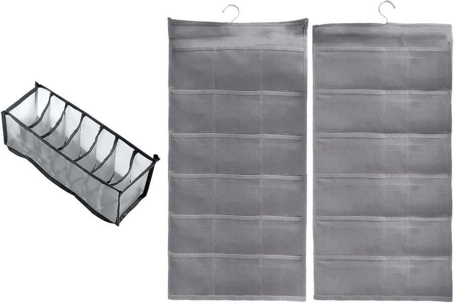 Allecto Plus Kledingkast Opbergorganizer met 30 Vakken en Ondergoed Opbergtas Hangende Kastorganizer voor Kledingopslag. Organisatie en Opbergruimte in Één !