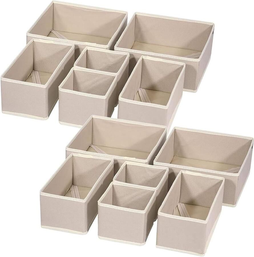 Allecto plus Kledinglade Organisatoren voor Slaapkamer 12 Pack Opslag Organizer Kleding Verdeler Ondergoed Shirt Organiser Kaki Kleur