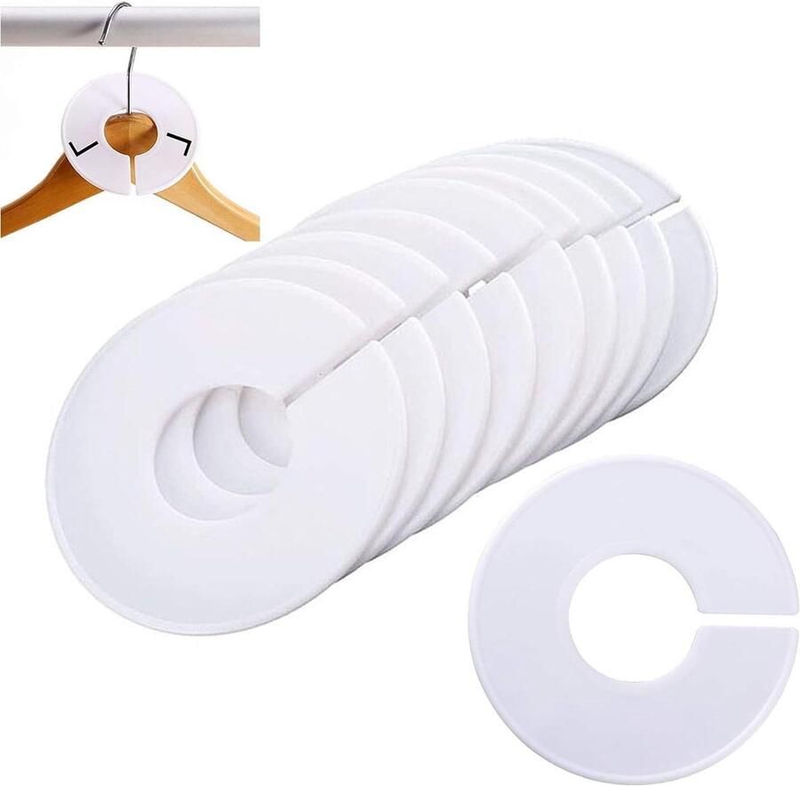Allecto Plus Kledingmaat Markers en Ronde Kledingrek Verdeler 20 stuks Plastic Kleding Organizers Babykast Organizers met Ronde Hangers