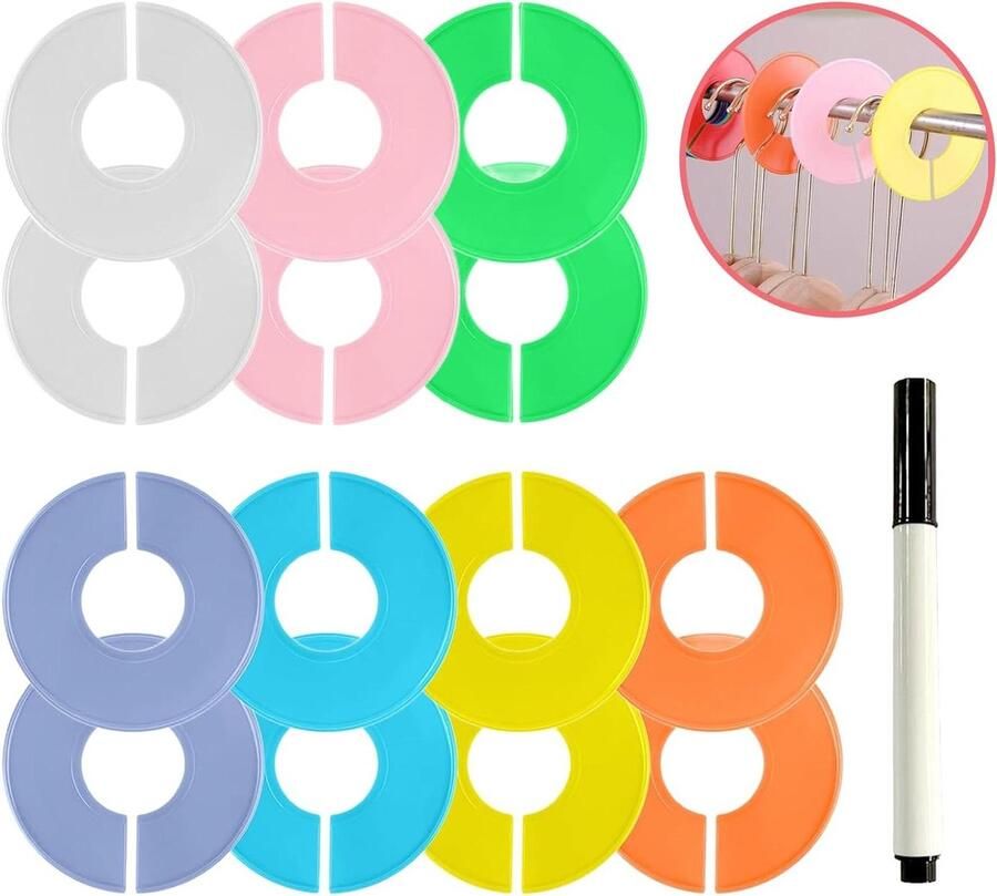 Allecto Plus Kledingmaatverdelers Set van 15 Voor baby en volwassene Ronde kleerhangerverdelers Kledingkast organiser separators