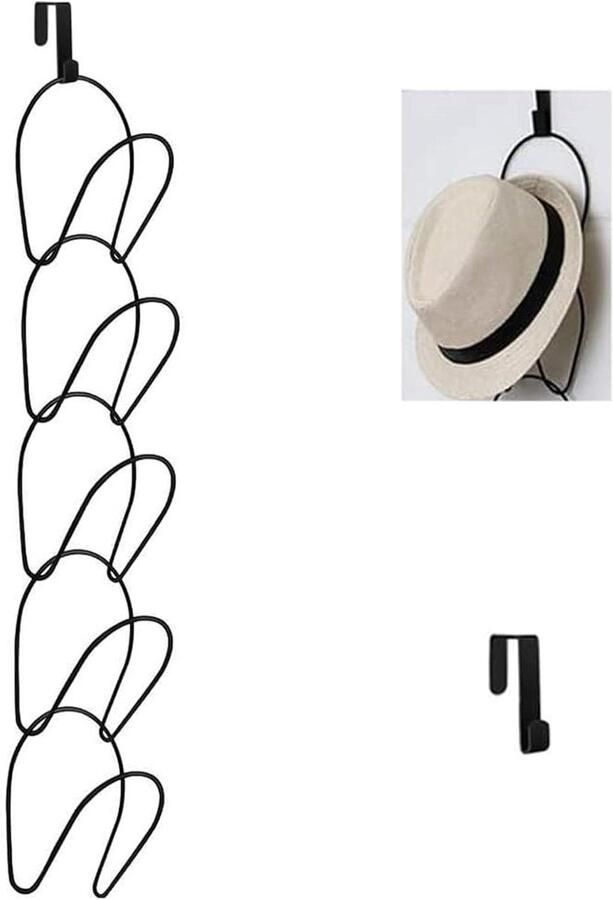 Allecto Plus Kledingrek organizer met metalen baseballhoedhouder en meerlaagse hoedhaken voor kledingkast ingang woonkamer slaapkamer badkamer