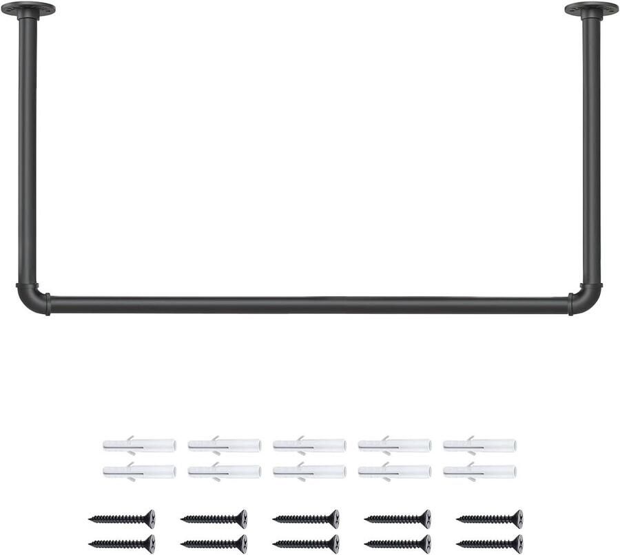 Allecto Plus Kledingrek Plafond Kledingrek Kapstok Industrieel Vintage Design voor Gangkast en Slaapkamer 60 x 80 cm