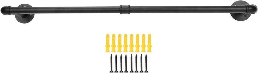 Allecto Plus Kledingrek voor aan de muur 92cm met kledingstang hangstang voor garderobe 36 x 11cm Opbergsysteem voor kledingrekken