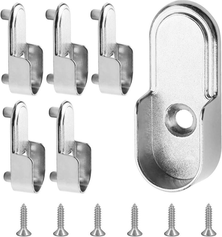 Allecto Plus Kledingstanghouders 6 stuks eenvoudige montage robuust design Garderobe houder kastbuislagers