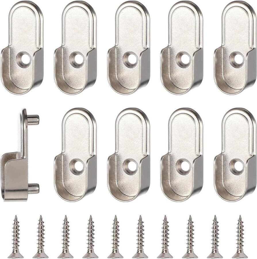 Allecto Plus Kledingstanghouders Stalenset van 10 Duurzame buishouders voor kledingrek Ovaal houder voor kledingstang Zinklegering stalen kleur