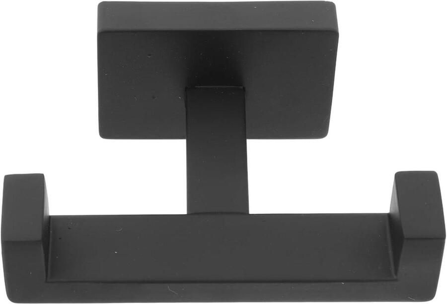 Allecto plus Kleerhanger Hook Handdoekstandaard Kapstok Kledingrekken Houder Haken in Zwart Roestvrij Staal Dubbele Handdoekhaak Vierkant Washandje Gewaad