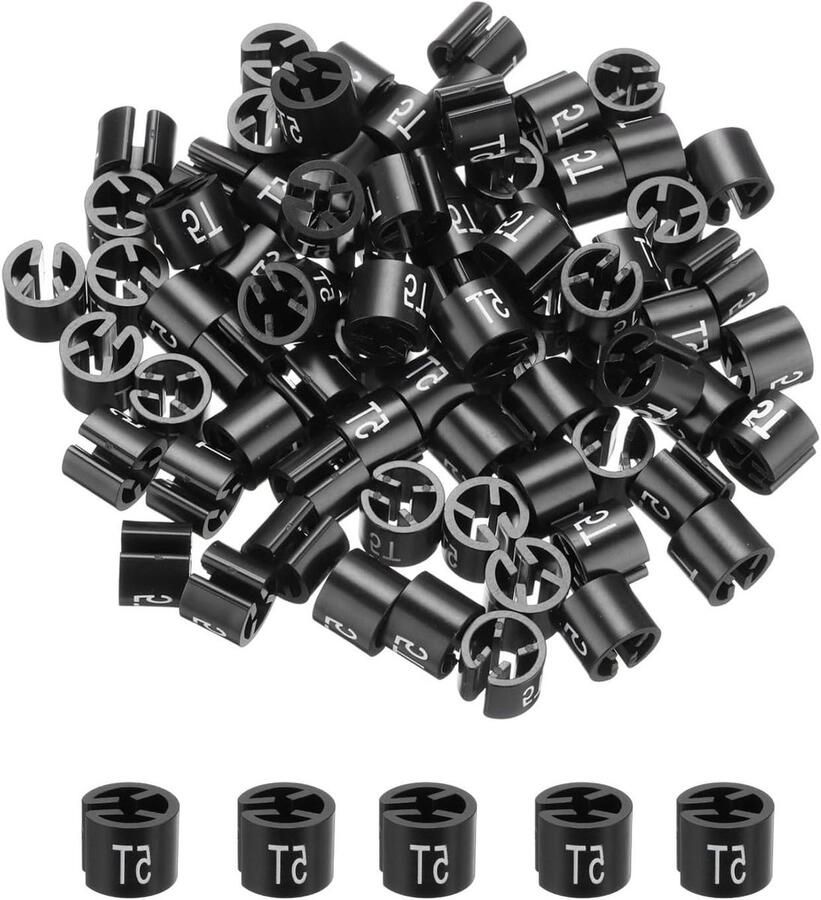 Allecto plus Kleerhangeretiketten voor kledingmarkering (5T zwart) Set van 100 stuks