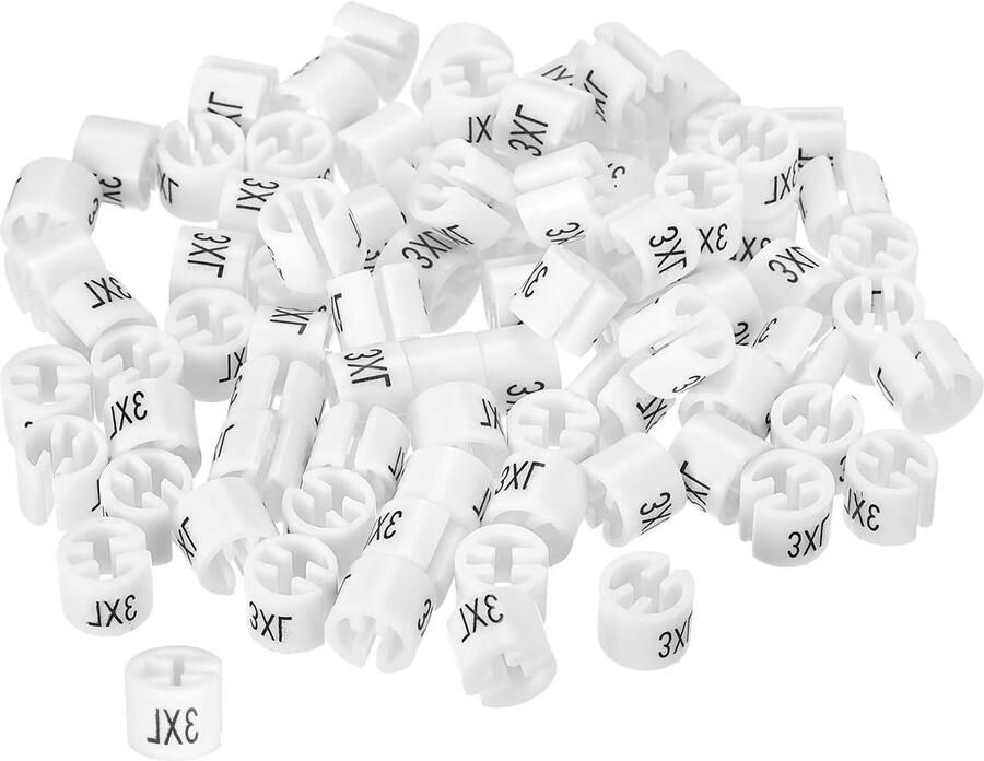 Allecto plus Kleerhangermarkers 160 stuks 3XL Maatetiketten Kledingkleurcoderingsetiket Wit
