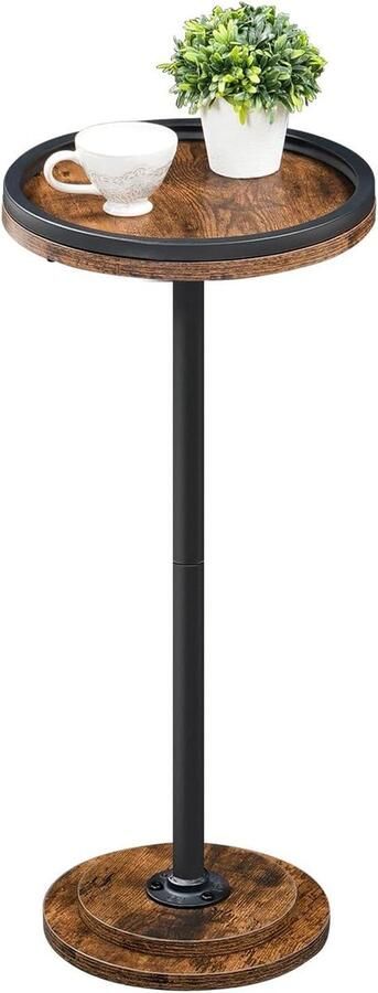 Allecto Plus Kleine bijzettafel voor kleine ruimtes met rustieke uitstraling Ideaal voor woonkamer of slaapkamer met voetstuk Martini-tafel Ronde koffietafel Bruin design BF168BZ01