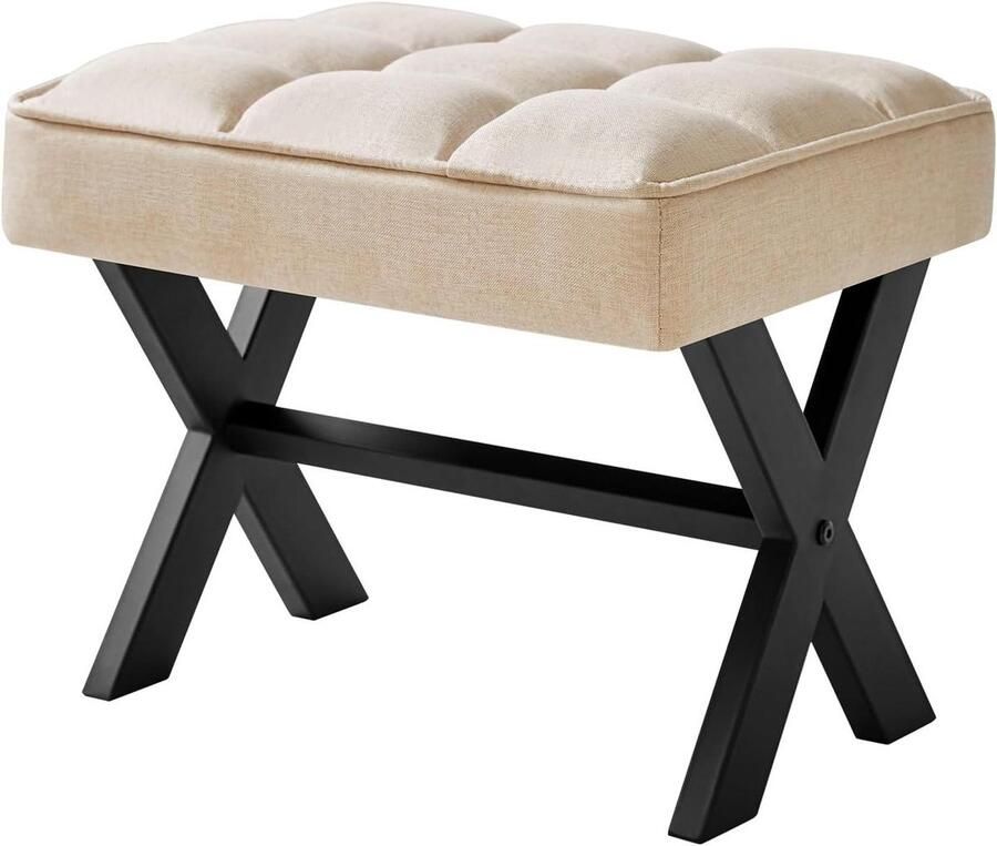 Allecto Plus Kleine voetensteun van 305 cm vierkant Multifunctioneel Bijzettafel Opstapkruk Woonkamer Slaapkamer Kantoor Linnen