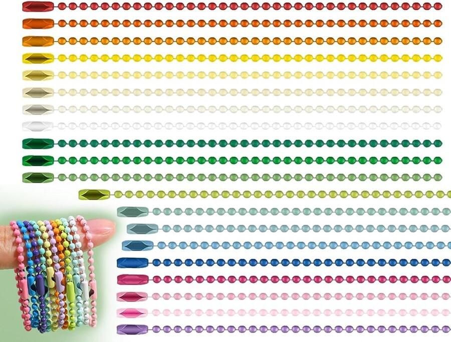50 stuks kleurrijke kogelketting metalen hangketting voor sleutelhanger met connectoren voor hangers sieradenaccessoires hangende ornamenten