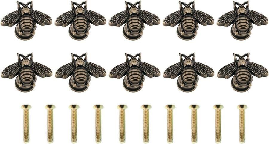 Allecto Plus 10 Stuks Metaal Bijvormige Knoppen 29.8x17.9x12.9mm Met Schroeven Bronzen Handvat Voor Kast Ladekast Kledingkast Circuit Kast Duurzaam en Stijlvol