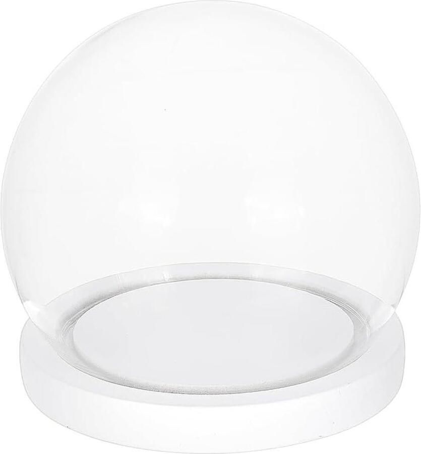 Allecto plus Koepelbel met glazen display decoratieve vitrine voor glazen decoratie 13 5 cm glazen koepelafdekking met witte sokkel voor kerstfeestdecoratie
