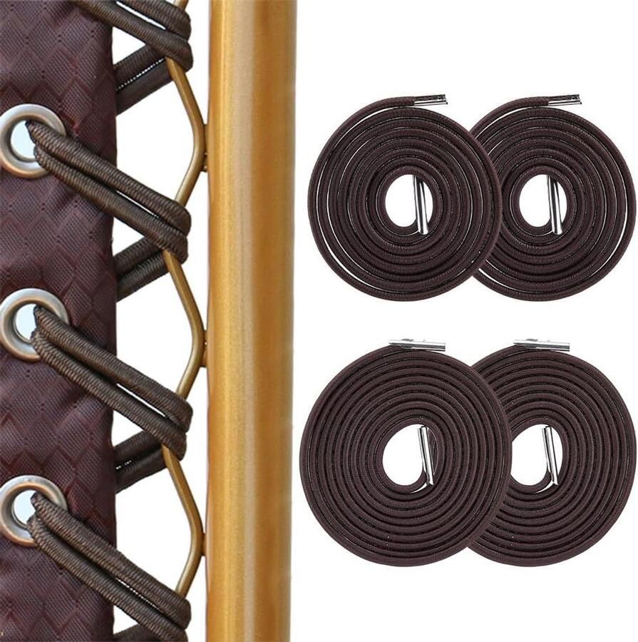Allecto plus Kokos Bruin Zwaartekracht Stoel Koord Elastisch Reparatie Kit 4 Stuks Tuin Ligstoel Vervanging Stretch Outdoor Fauteuils Vouwstoelen