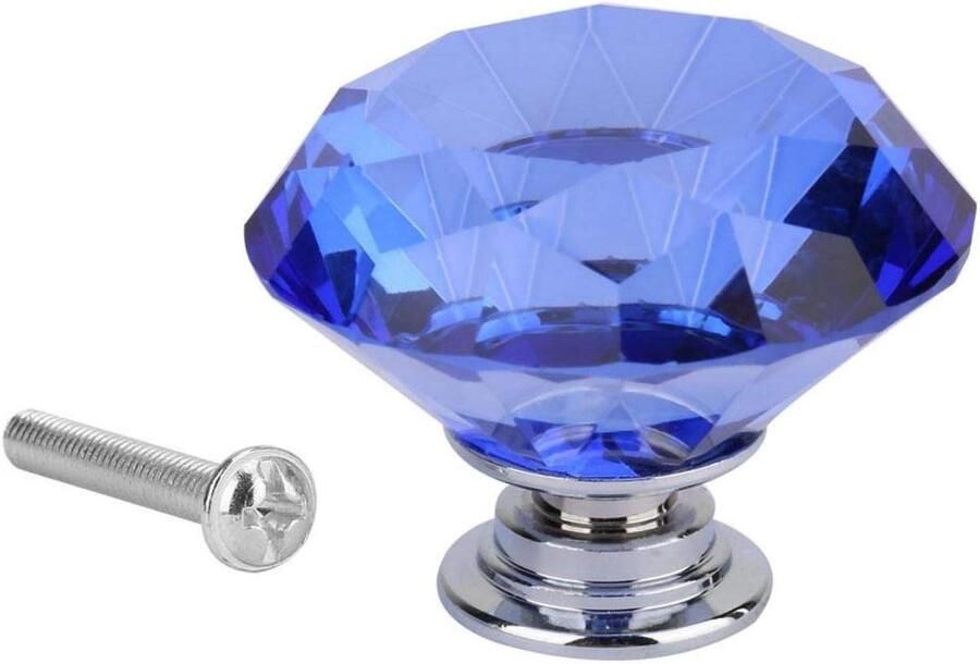 Allecto plus Kristallen glazen deurknoppen voor kasten Luxe ladeknop van kristalglas Blauw Decoratieve diamantvorm