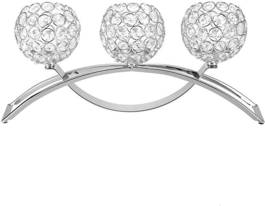 Allecto Plus Kristallen Kaarsenhouder met 3 Armen voor Romantisch Diner Europese Stijl Bruiloft Decoratie Kerst & Halloween Sfeer Tafel Centerpieces 3 Zoekwoorden: kristallen bruiloft romantisch