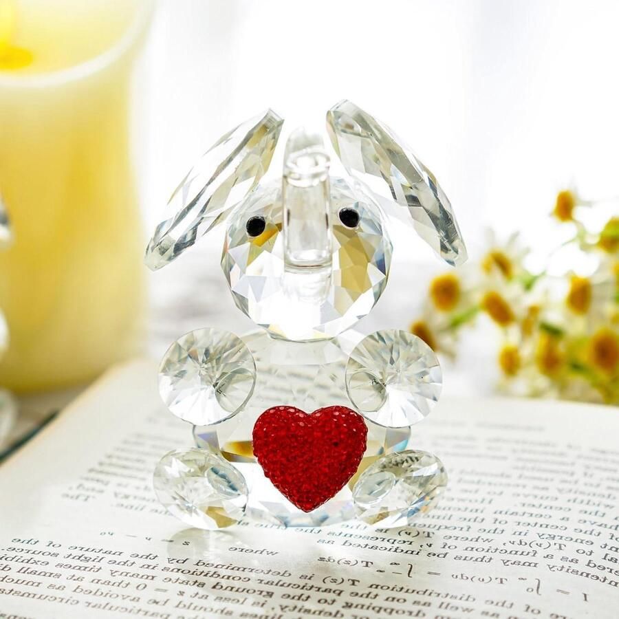 Allecto plus Kristallen olifant beeldje met rood hart decor Ideaal cadeau voor olifantenliefhebbers Kristallen dieren verzamelobject Bureau decoratie - Foto 2