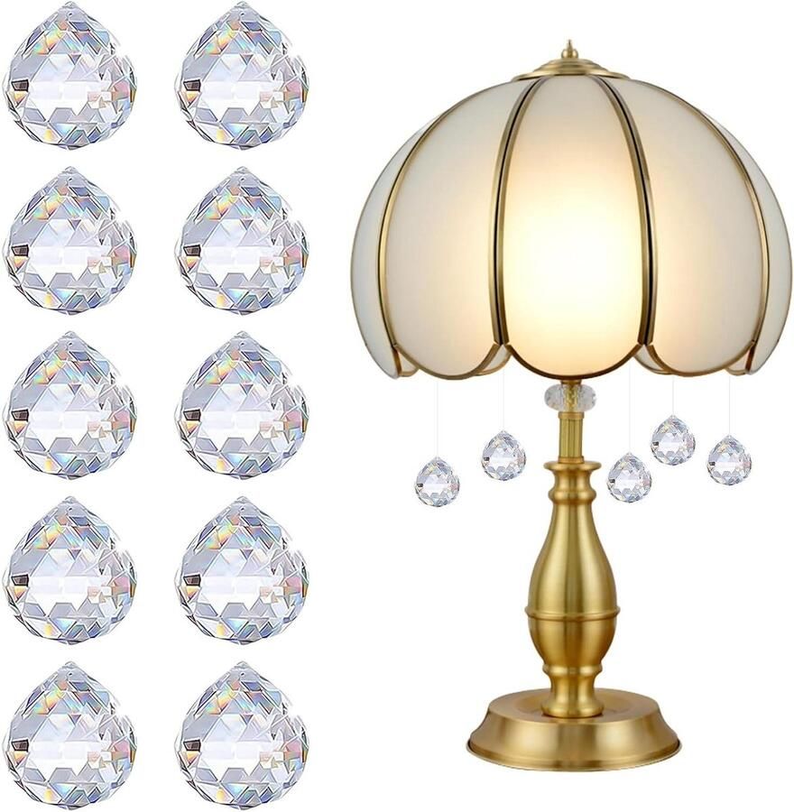 Allecto Plus Kristallen om op te hangen 10 stuks Prisma-kristallen 20 mm Zonnevanger Decoratieve hangers Kroonluchters Raamornament Handwerk decoratie Cadeau