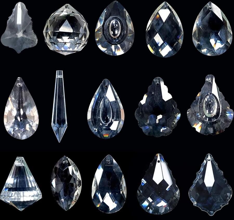 Allecto plus Kristallen prisma om op te hangen set van 15 glas regenboogdecoratie kroonluchter hanger zonnevanger decoratief sfeermaker ambiance verhogend interieurdecoratie