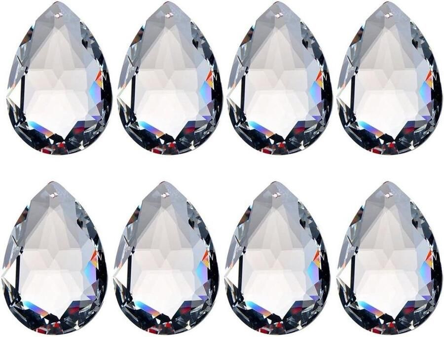 Allecto plus Kristallen Prisma's Set van 10 Decoratieve Glas Hangers voor Kroonluchters Lamp Onderdelen 50mm Transparant