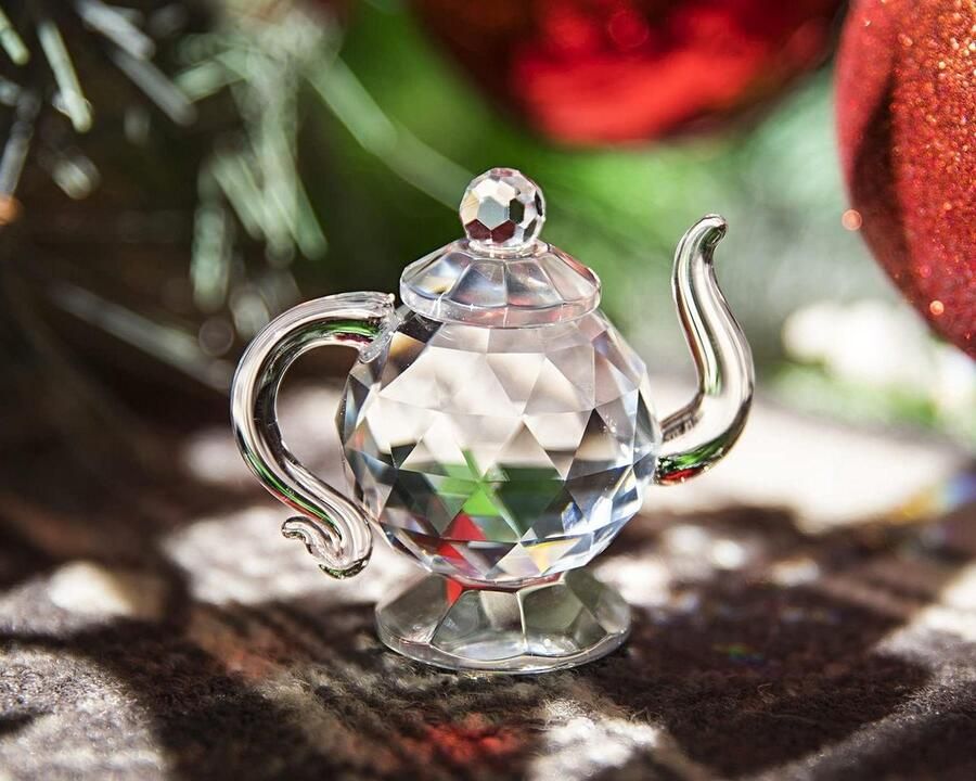 Allecto plus Kristallen Theepot Beeldje Glas Tafel Collectie Ornament voor Home Office Decoratie en Cadeau Handgemaakte Kristallen Theepot Figuur Prachtig Glazen Beeldje met Schitterend Design