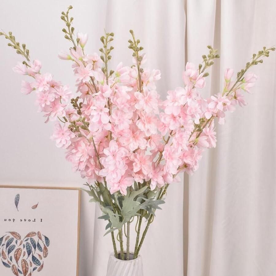 Allecto Plus Kunstbloemen Delphinium Ajacis 5 stuks 86 cm Roze Tafel Decoratie Huis & Tuin Feest & Bruiloft