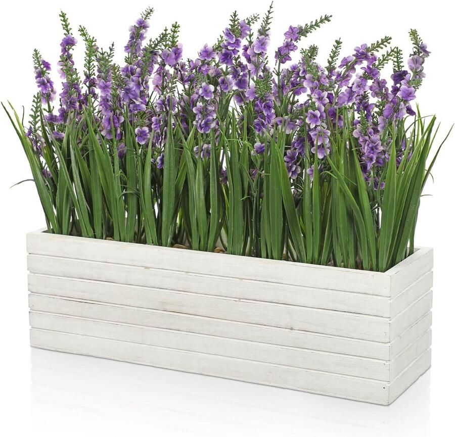 Allecto Plus Kunstbloemen Lavendel en Magnolia Kunstplanten Plastic Lavendel Bloem Decoratie voor Thuis Bruiloft Woonkamer Tafel Decoratie