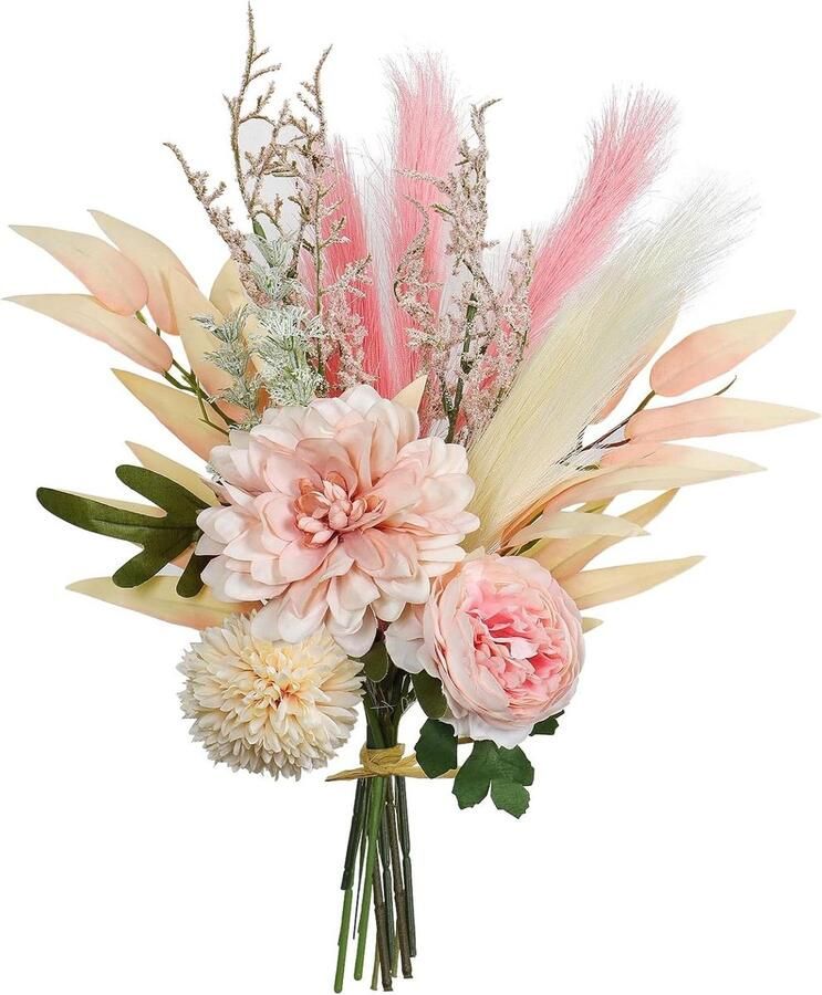 Allecto Plus Kunstbloemen nep zijden Bruidsboeketten eettafel centerpieces Plastic planten voor thuis en kantoor Roze bloemstukken voor tuinfeesten Decoraties voor keuken en feestdecoratie