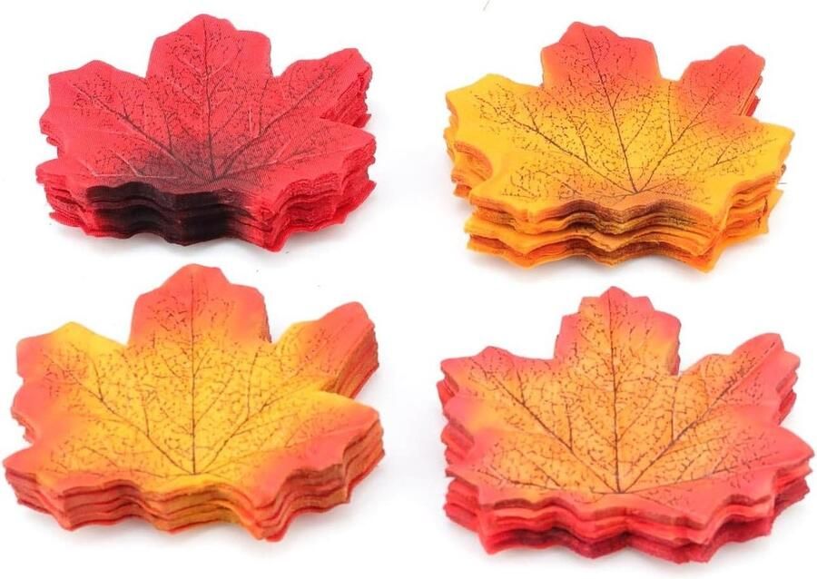 Allecto Plus Kunstherfstbladeren 400 stuks herfstbladeren decoratie herfst 4 kleuren voor ramen en kamer herfstdecoratie tafel