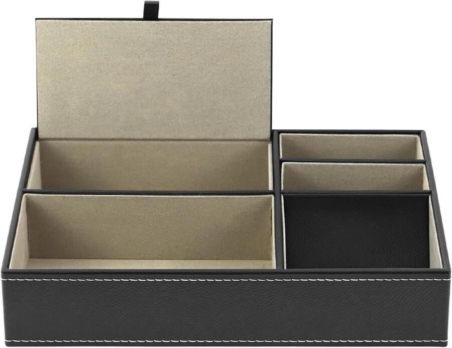 Allecto plus Kunstleren Valet Tray 25 5 x 18 5 x 5 cm Organizer voor nachtkastje Sleutels pennen portemonnees sieraden
