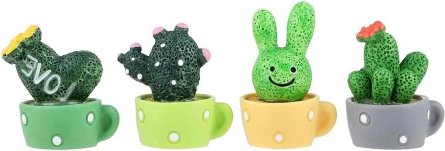 Allecto Plus Kunstmatige Cactus Auto Decoratie Set voor Auto Interieur en Thuis Plant Bloempot Figuren voor Dashboard Bureau Decoratie