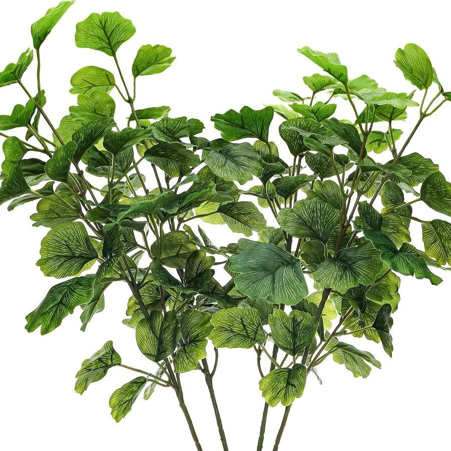 Allecto Plus Kunstmatige Ginkgo Bladeren Decoratie voor Thuis en Tafel 29 inch Realistische Nep Plant Groene Takken Boeket Decoratie 4 stuks