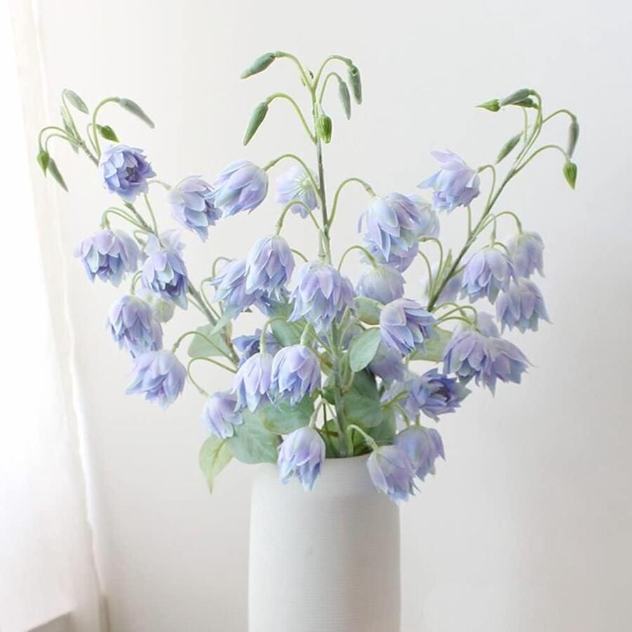 Allecto Plus Kunstmatige klokje zijden bloem en nepplanten voor buiten Set van 3 stuks Decoratieve plastic lelietje-van-dalen windgong en orchidee Geschikt als eettafel middelpunt Voor thuiskantoor in lichtblauw Decoratie