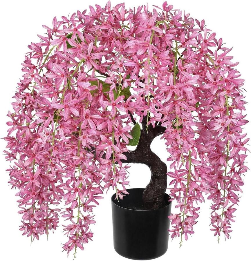 Allecto Plus Kunstmatige Wisteria Bloemen 47 cm Wit Lente Bloemen Decoratie voor Thuis Kantoor Hotel Restaurant Decor Thee Tafel Eettafel Bureau Plank