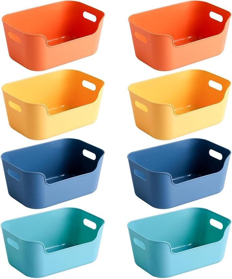 Allecto Plus Kunststof Opbergmand 8 Stuks Stapelbare Organizer voor Keuken en Kast Rechthoekig Badkamerkast Kledingorganizer Kleuren 155 x 105 x 6 cm