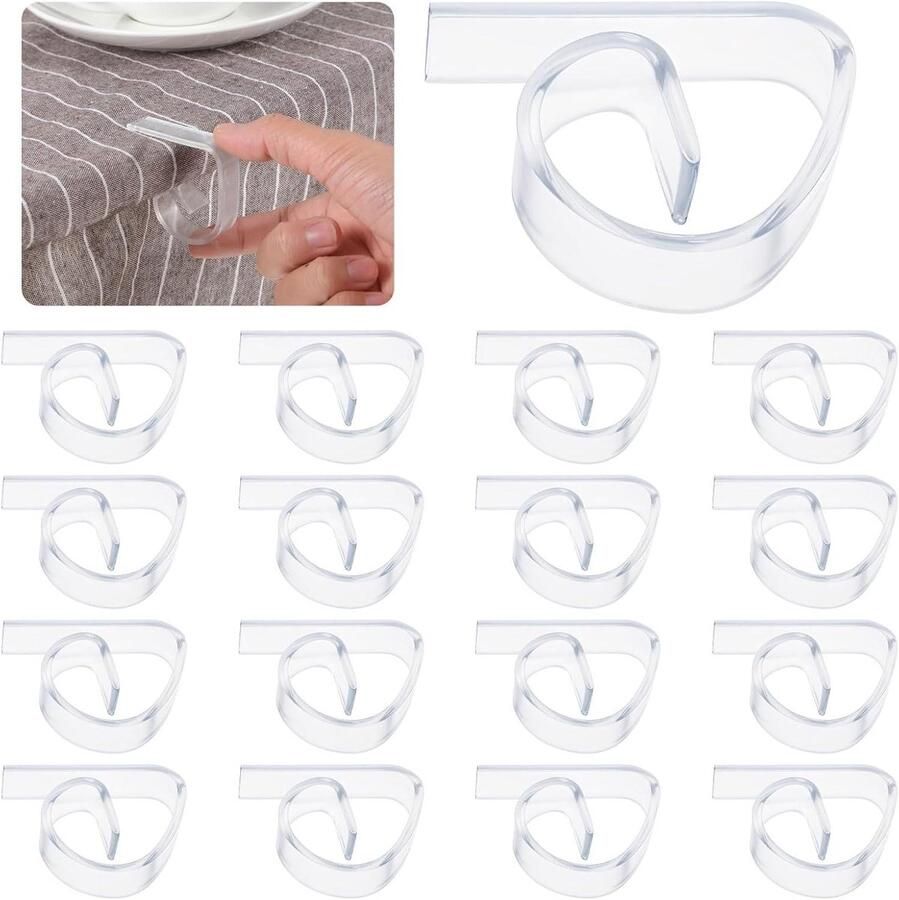 Allecto Plus Kunststof tafelkleedklemmen (12 stuks) voor dikke tafels Transparant Voor Kerst bruiloft en picknick