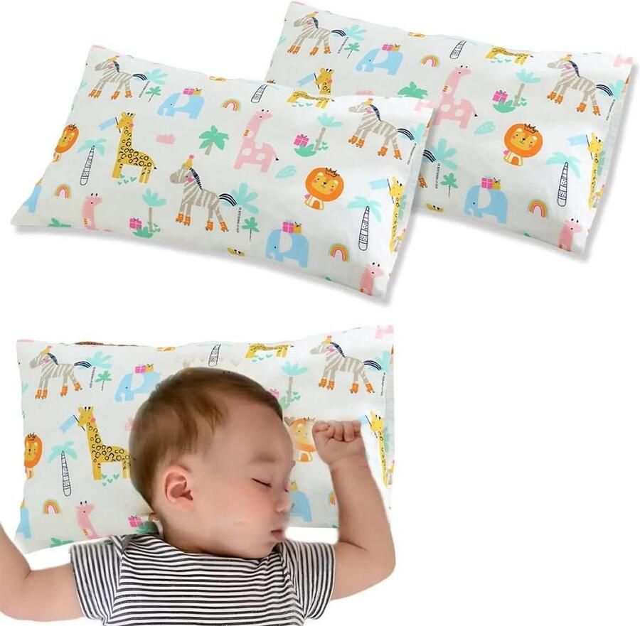 Allecto Plus Kussenhoes Katoen Bed Kussenhoes Reiskussen voor Kinderen 30 x 50 cm 100% Katoen Dierontwerp Set van 2