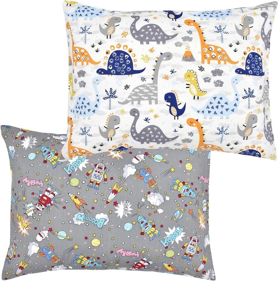 Allecto Plus Kussenslopen kinderen peuter set 99% katoen babykussensloop envelopstijl reiskussensloop zachte ademende hoes jongens meisjes beddengoed peuterbed 49 x 36 cm machinewasbaar