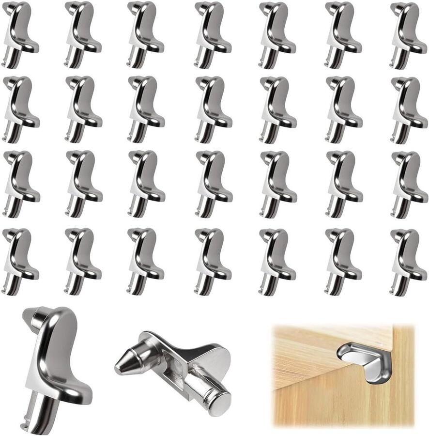 Allecto Plus L-vormige plankdragers 5 mm Set van 60 stuks Metaal Voor keukenkasten boekenkasten en meubelkasten