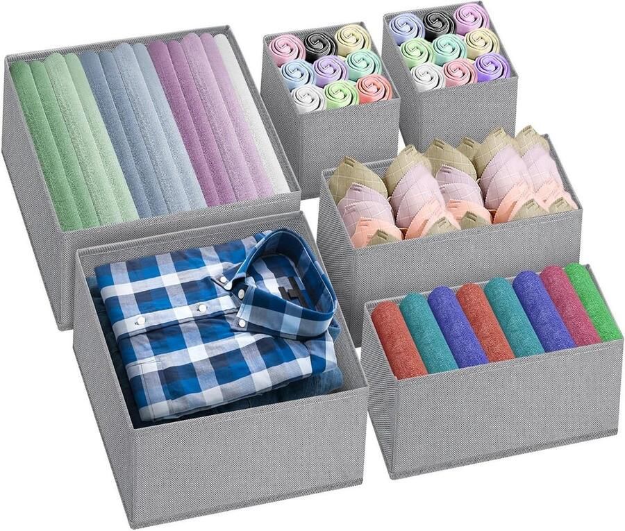 Allecto plus Lade Organizer Kleding Opvouwbare Organisator voor Bras Sokken en Ondergoed 6 Stuks Maten Teken en Cosmetica Organisatoren