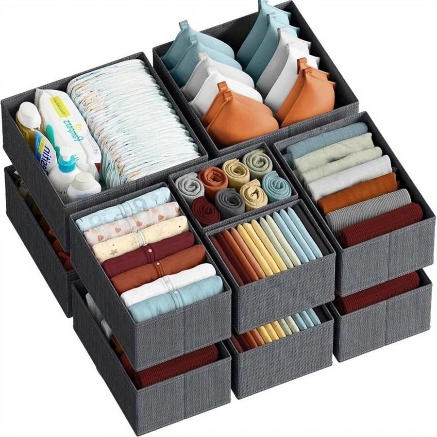 Allecto plus Lade-organizer voor kleding en ondergoed Set van 12 Opvouwbare kastorganizers