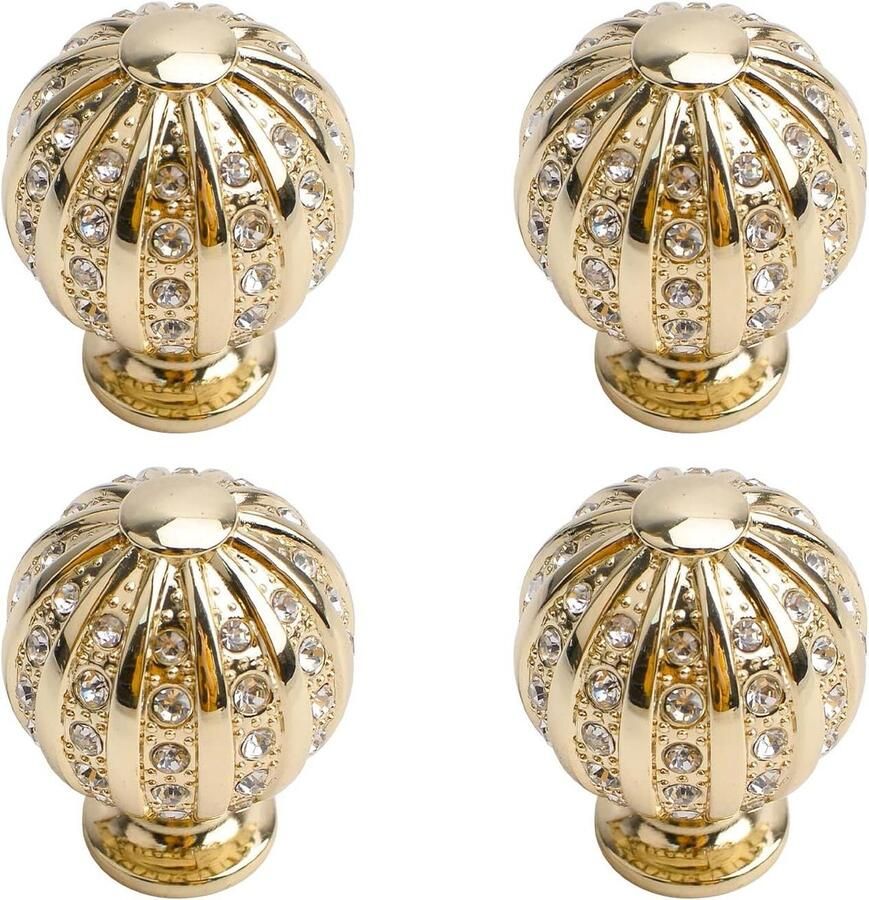 Allecto plus Ladeknoppen Set van 4 Stuks Zinklegering Goudkleurig Vierkante Diamant Kastknoppen Garderobe Deurknoppen met Schroeven Keuken Badkamer Lade ApplicationContext