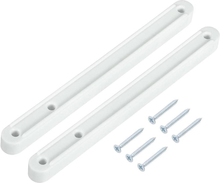 Allecto plus Laderails 1 set 180 mm voor lades en kasten wit met schroeven. Geribbelde zijdelingse geleiderail voor nachtkastje en kledingkast